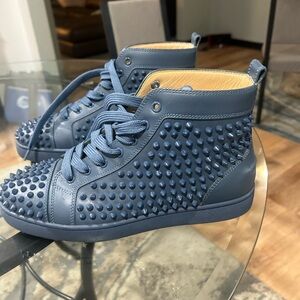 Christian Louboutin Blue Studded High-Top Sneakers